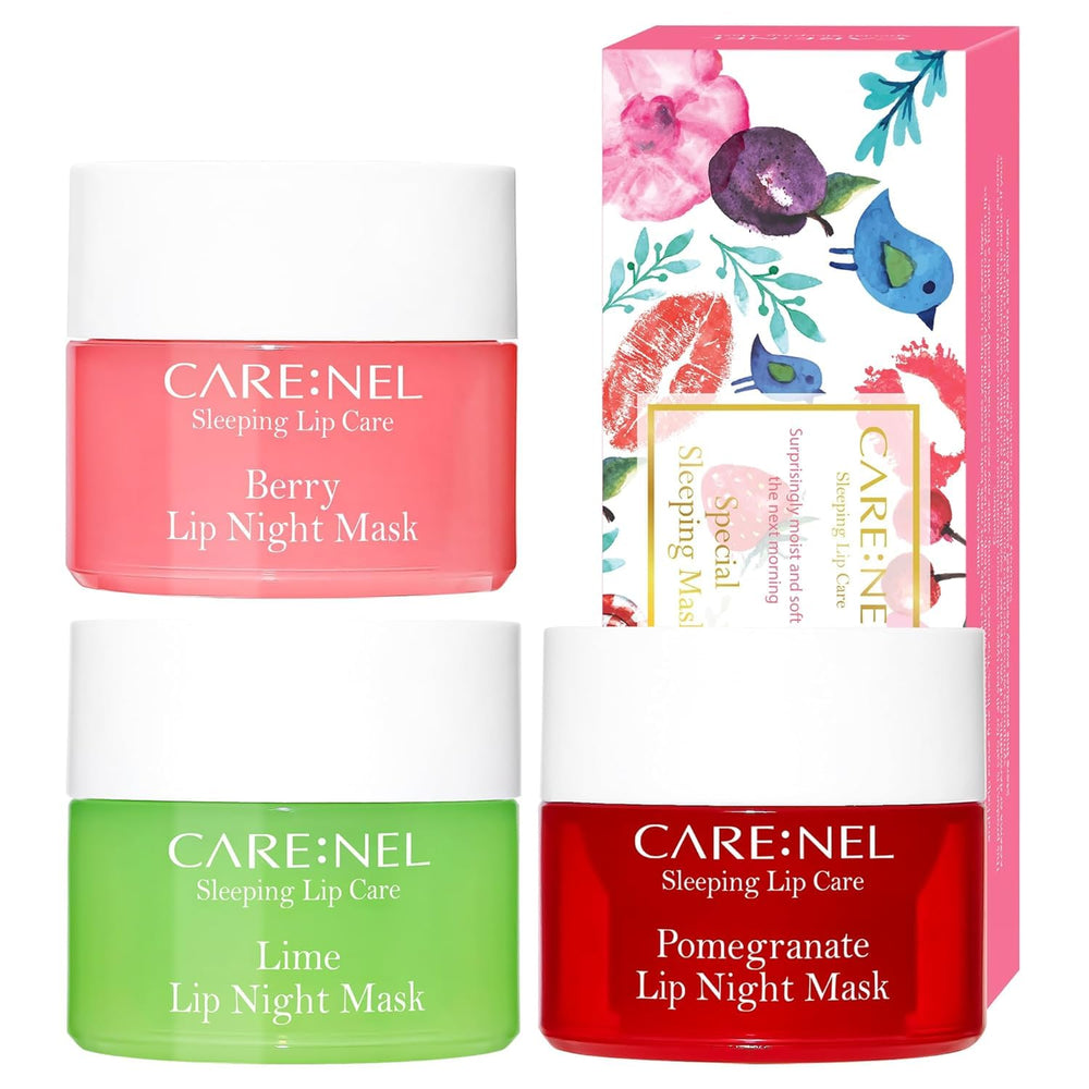 Mascarilla labial nocturna CARE:NEL en empaque, ideal para hidratación nocturna.