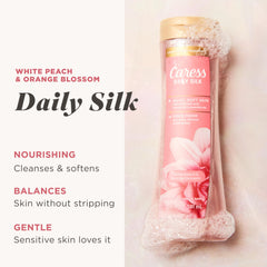 Caress Daily Silk bottle pump shown for easy, mess-free dispensing.