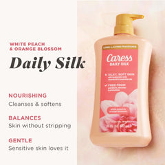 Caress Daily Silk foam lather delivering rich moisture for silky skin.