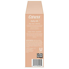 Caress Daily Silk fragancia durazno blanco que perdura.