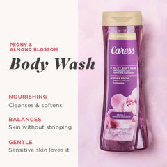 Caress Peony & Almond Blossom, espuma cremosa que deja piel suave tras la ducha.