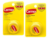 Carmex Classic Lip Balm Medicated pack of two—front view promotes medicated lip care.
