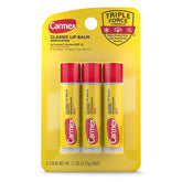 Carmex Lip Balm Sticks pack front showing triple-pack for on-the-go moisture