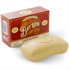 Carolina Castile Soap Bay Rum Bar, vista frontal, aroma cálido para el cuidado diario