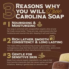 Carolina Castile Soap Bay Rum Bar, textura cremosa lista para ducha
