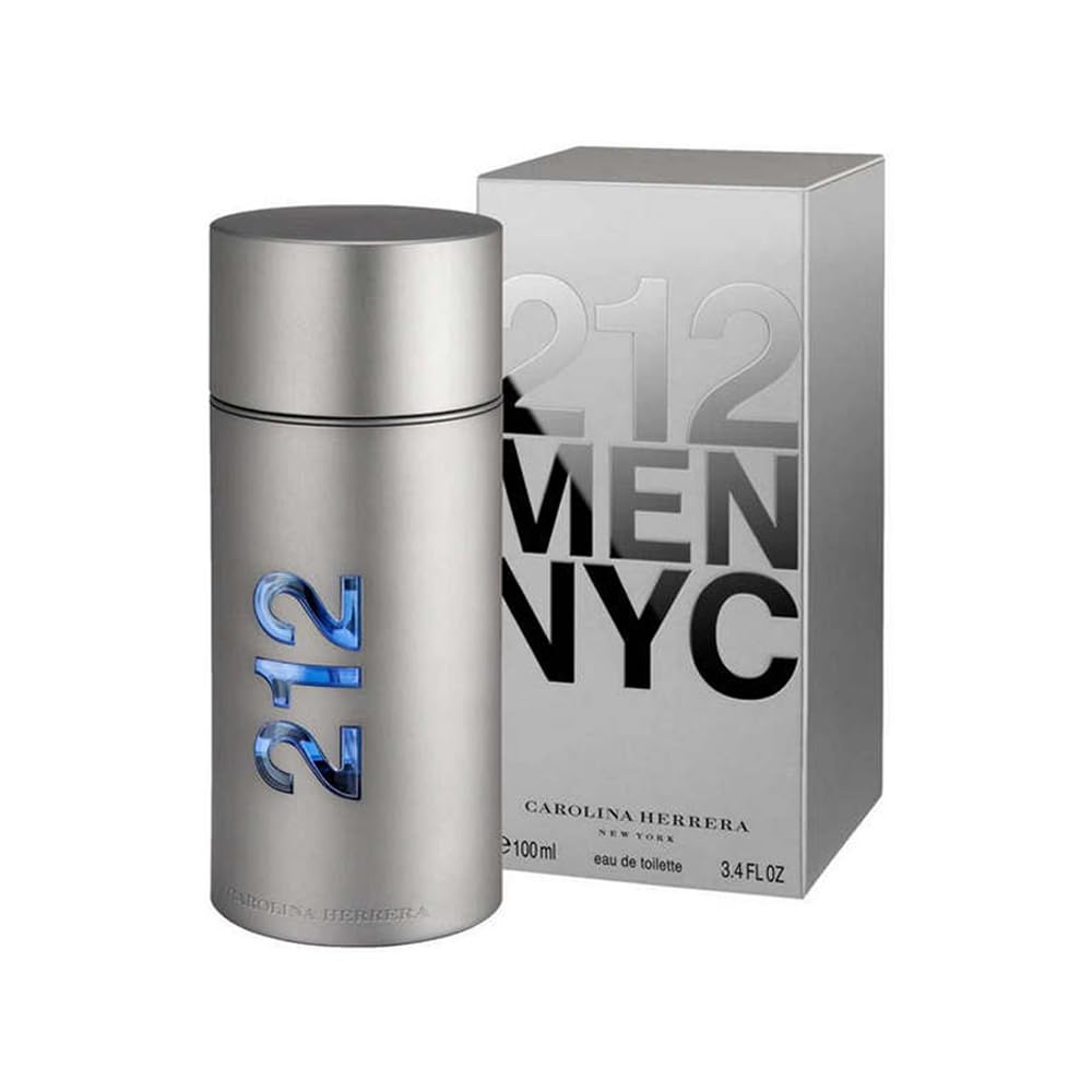 Carolina Herrera 212 For Men bottle showcases a crisp citrus opening for everyday wear.