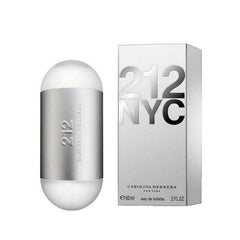 Carolina Herrera 212 NYC bottle shows dual compartments for home and on-the-go use.