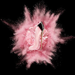 Good Girl Blush bottle side profile shows sleek silhouette for comfortable handling.
