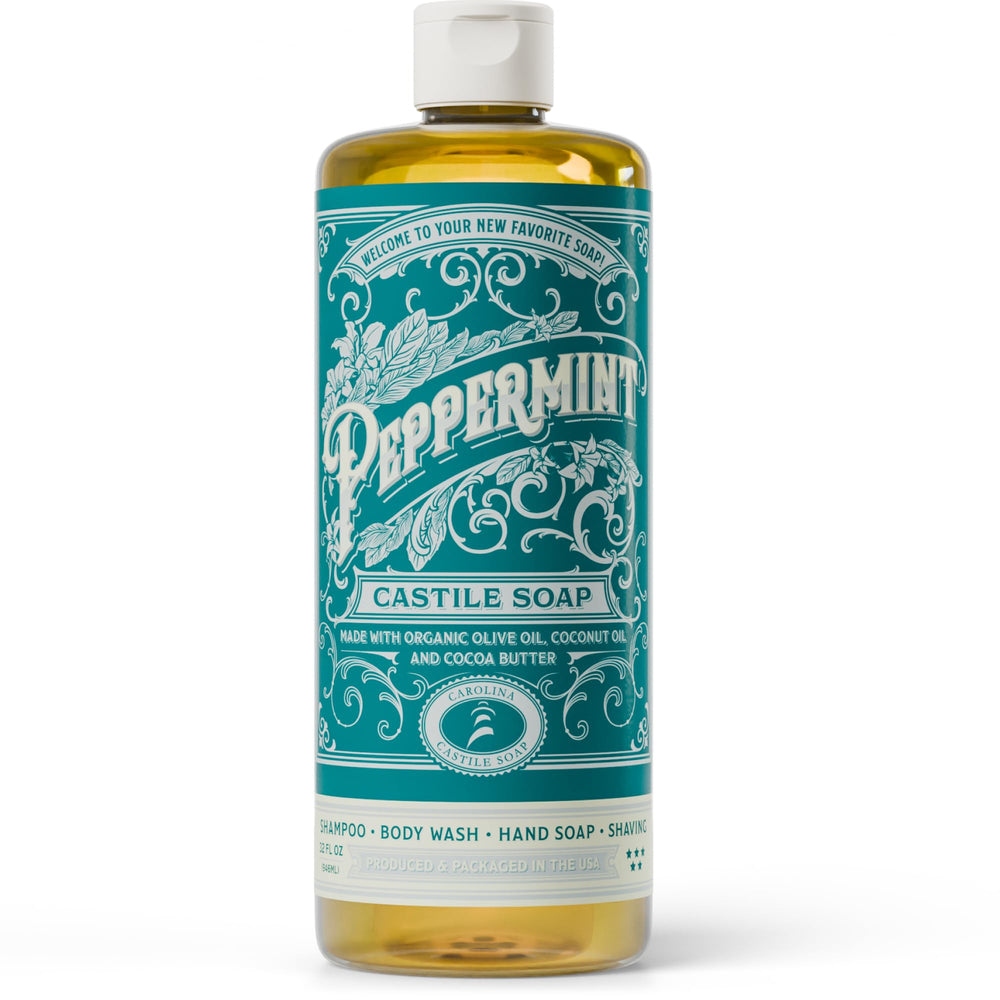 Carolina Castile Soap Aroma Menta en botella, aroma mentolado suave para la ducha
