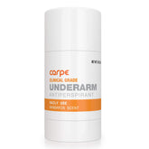 Carpe Clinical Strength deodorant stick packaging with discreet daily use and odor control.
