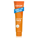 Carpe loción facial absorbe sudor: botella visible para control diario del brillo.
