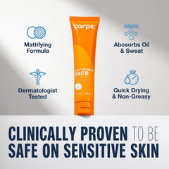 Carpe loción facial acabado mate: textura sedosa para piel con sudor.