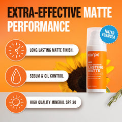 Carpe Primer Face texture close-up shows velvet matte finish and oil control