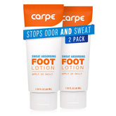 Carpe Sweat Absorbing Foot Lotion bottle helps reduce foot sweat.