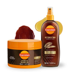 Carroten Intensive Tanning Gel application close-up for even bronze.