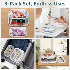 CarryEpic Clear Hard Shell small side view shows slim design for travel storage.