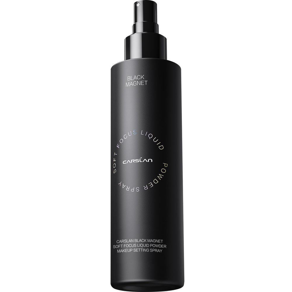CARSLAN Black Magnet setting spray bottle provides long-lasting matte setting for all-day wear.