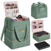 Castal teal nail polish organizer top view with spacious compartments for 84 bottles