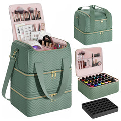 Castal teal nail polish organizer top view with spacious compartments for 84 bottles
