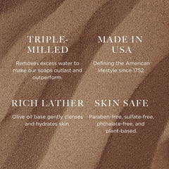 Caswell-Massey Heritage Woodgrain Sandalwood label detail, premium branding