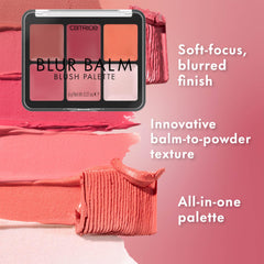 Catrice Blur Balm Blush Palette application demo demonstrates effortless balm-to-powder finish.