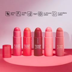 Catrice Blushin' Charm Multi Stick used on face and lips for a cohesive look.