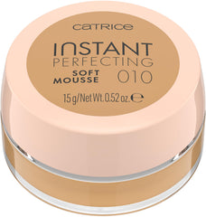 Catrice Instant Perfecting Mousse texture close-up shows silky, lightweight finish.