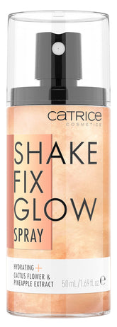 Catrice Shake Fix Glow Spray bottle close-up showing sleek packaging and lightweight hydration.