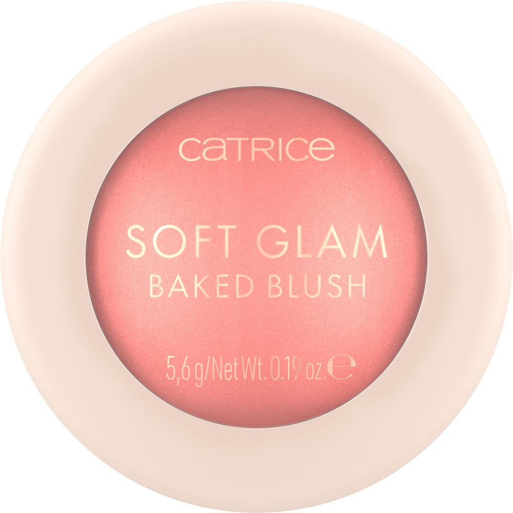 Catrice Soft Glam Baked Blush tono rosado radiante para mejillas.
