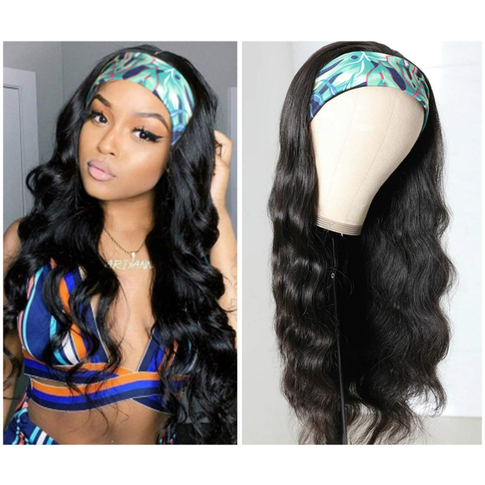 Catti headband wig 18-inch body wave with glueless design for quick wear.