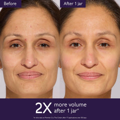 Caudalie Premier Cru application routine image shows massaging motion for even coverage.
