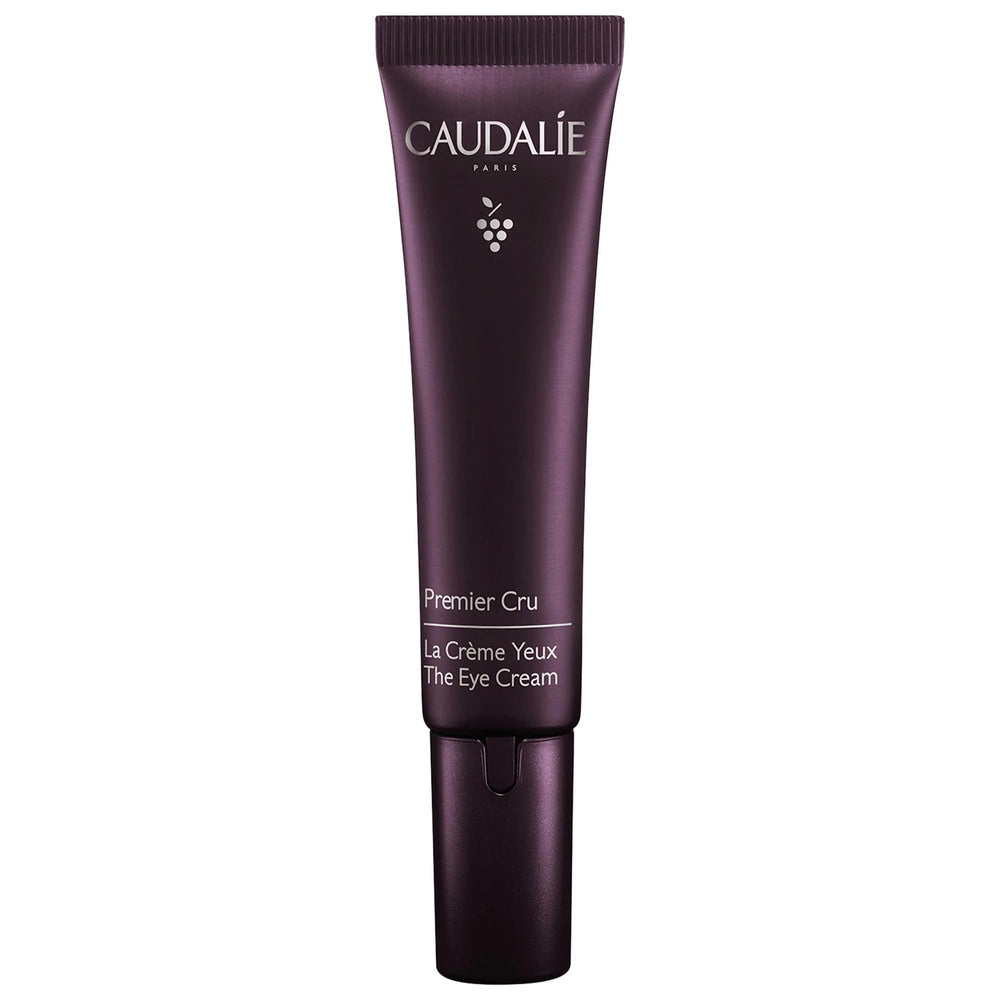 Caudalie Premier Cru eye cream with cooling metal applicator brightens and depuffs the eye contour