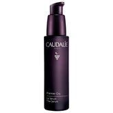 Caudalie Premier Cru serum bottle on vanity for daily anti-aging care.