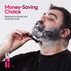 Polished metal body of CAVEEM razor conveys durability for daily grooming.