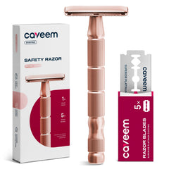 CAVEEM rose gold double-edge razor for a precise, comfortable shave.