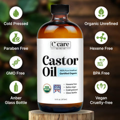 C CARE Aceite de ricino para piel, hidratación suave y duradera.