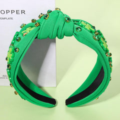 CEALXHENY diadema nudo verde con cristales, añade brillo festivo.