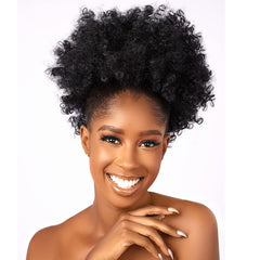 CeciNill Afro Puff drawstring ponytail with front clips for quick, secure styling.