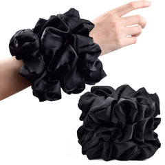 CEELGON scrunchies negro satinados grandes para coleta suave y duradera
