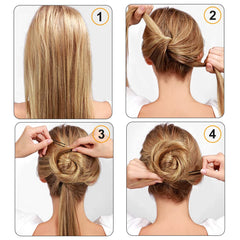 Cehony black U-shaped pin securing a neat bun with minimal visibility.