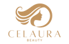 Logo of CELAURA Beauty with a stylized image of a woman's face and hair on a white background.