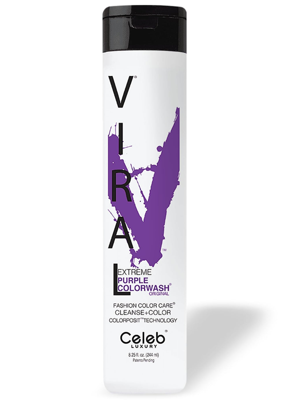 Celeb Luxury Viral Purple Colorwash bottle pour deposits violet color for vibrant refresh.