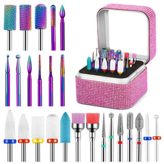 Cellentool 25Pcs nail drill bits kit in storage box for portable manicure prep