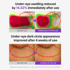 Patch placed under eye for subtle lifting and even tone improvement