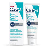 CeraVe Acne Foaming Cream Cleanser, botella visible, limpieza suave diaria.