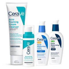 CeraVe Acne Foaming Cream Cleanser with foam, supports moisture while addressing breakouts
