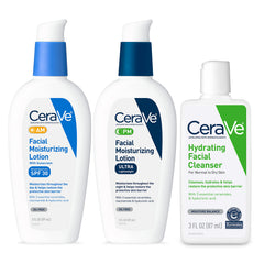 CeraVe AM Facial Moisturizing Lotion SPF 30 bottle provides daily sun protection and hydration.