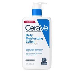 CeraVe Daily Moisturizing Lotion bottle, fragrance-free daily hydration for sensitive skin.