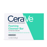 CeraVe Foaming Cleanser Bar front label highlights fragrance-free formula.