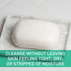 CeraVe Foaming Cleanser Bar packaging emphasizes fragrance-free, gentle cleansing.